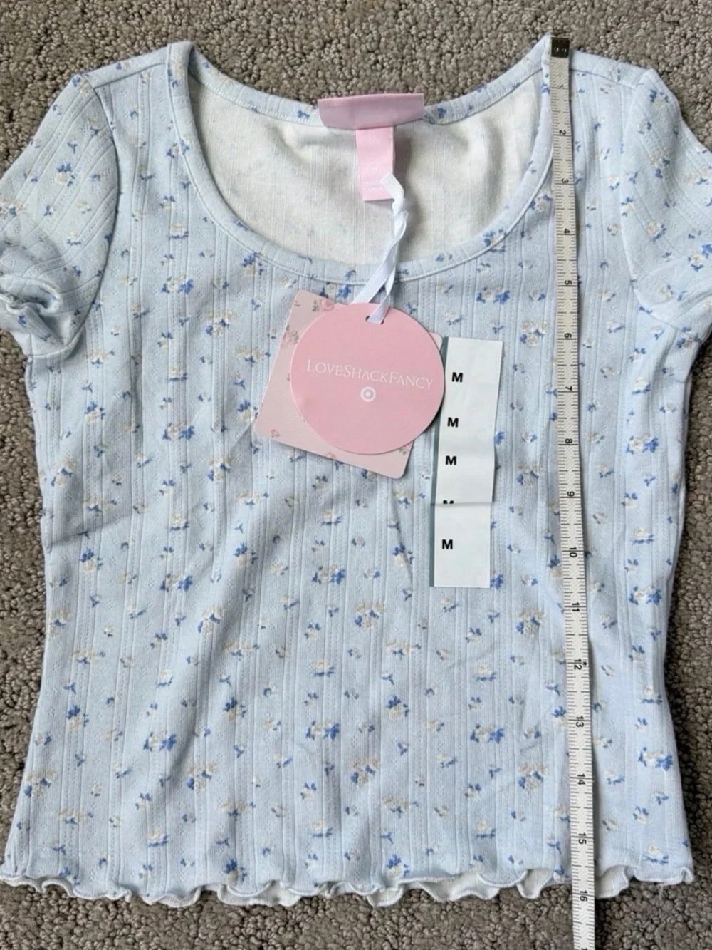 LoveShackFancy Cottagcore Short and Shirt Set Bundle Girl Medium Blue Floral NWT